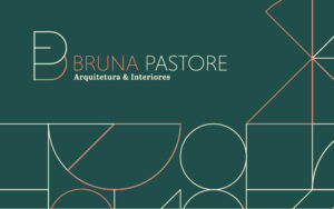 Marca Bruna Pastore Arquitetura e Interiores sobre fundo verde