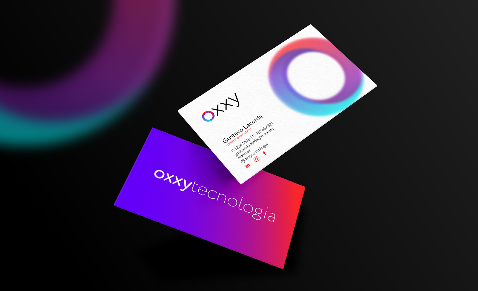 Cartões de visita da Oxxy Tecnologia