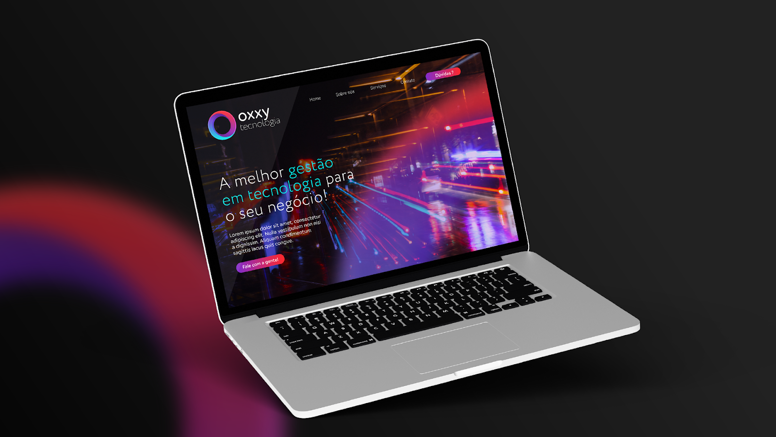 Site da Oxxy Tecnologia em notebook