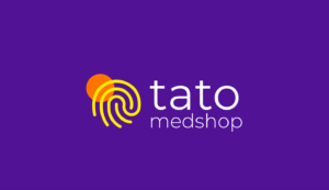 Marca Tato Medshop em fundo roxo