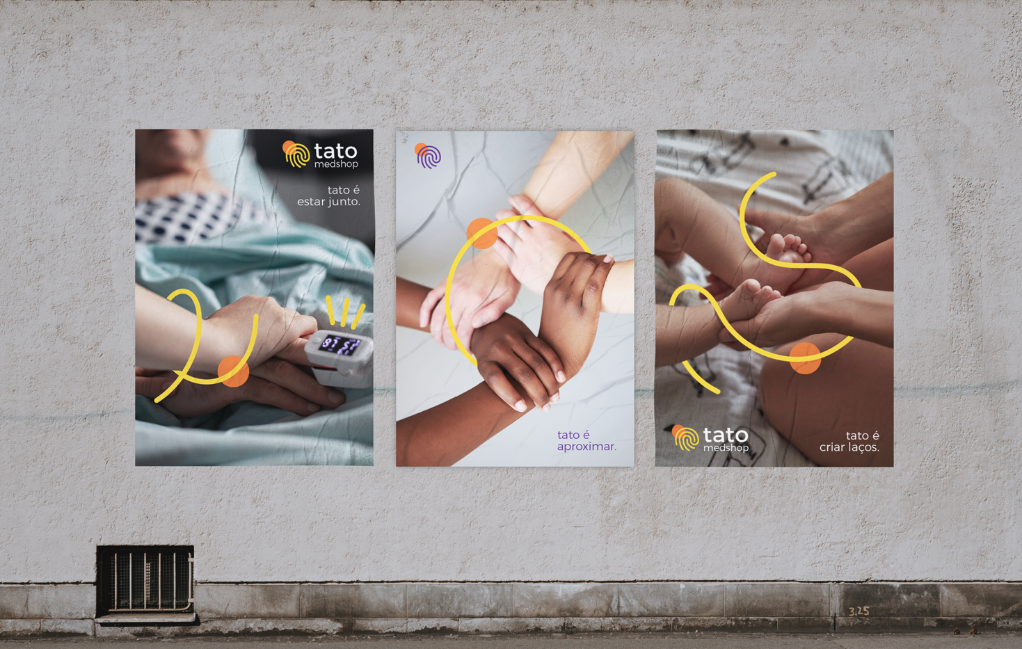 Peça externa da Tato Medshop com a frase tato é sentir, é cuidar